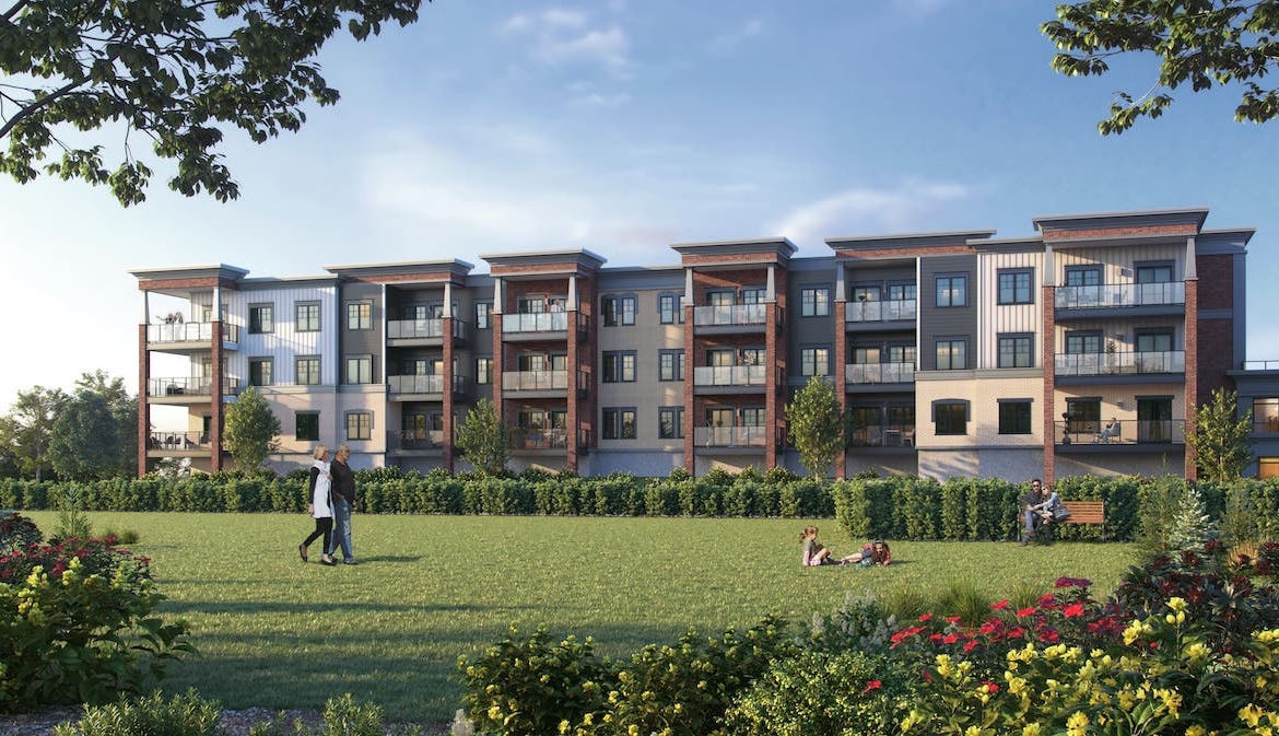 Rendering of The Brix Condos exterior during the day