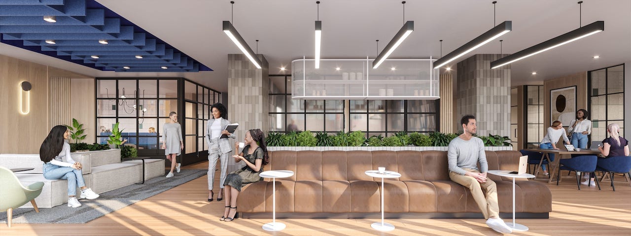 Rendering of Centricity Condos co-working space
