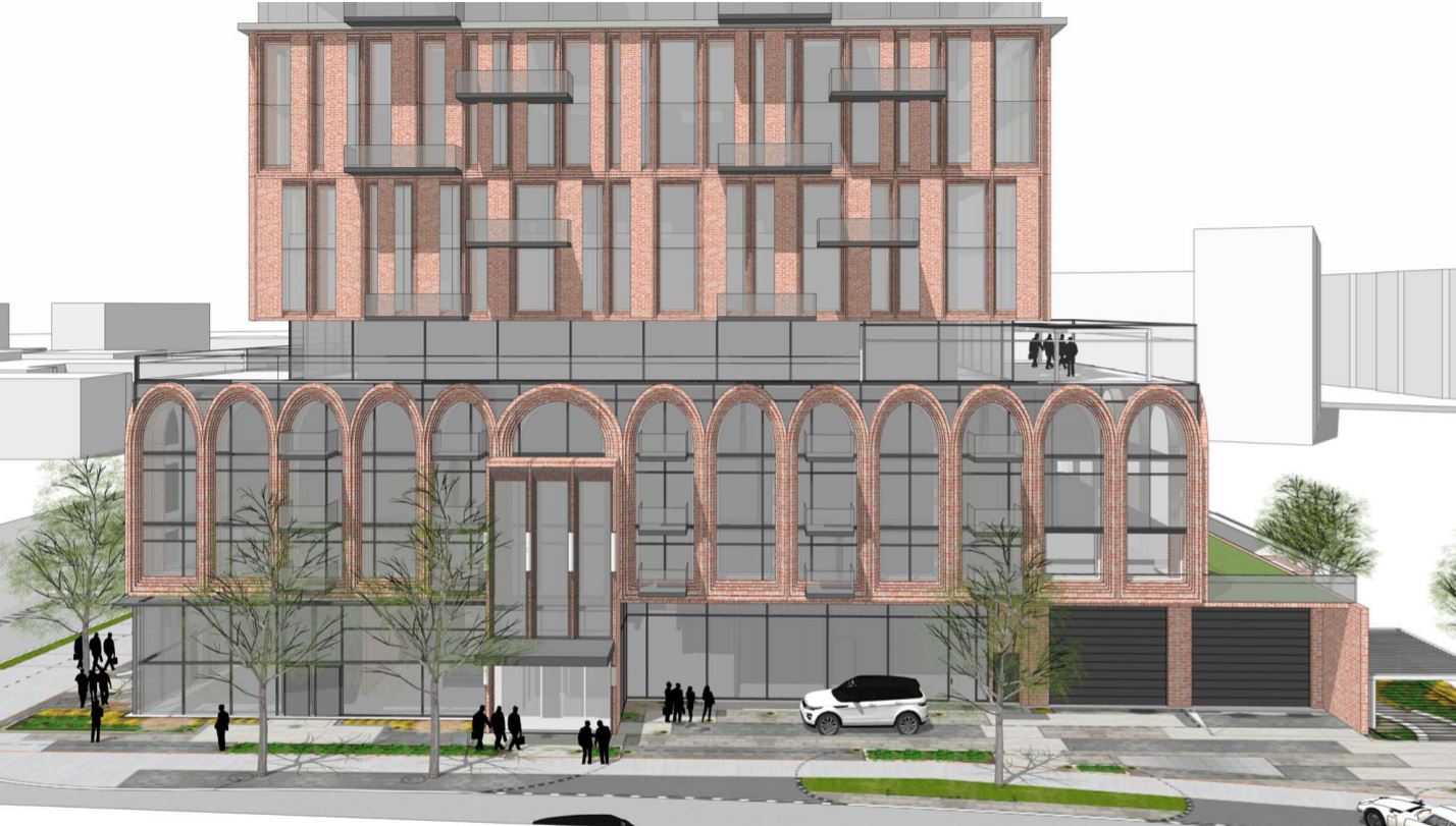 Exterior rendering of 2444 Hurontario Street Condos side view