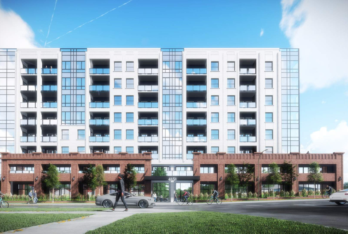 Exterior rendering of 4151 Kingston Road Condos full side view