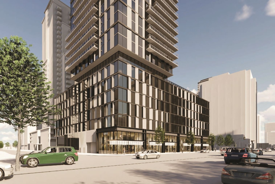 Exterior rendering of 5051 Yonge Street Condos lower area and streetview