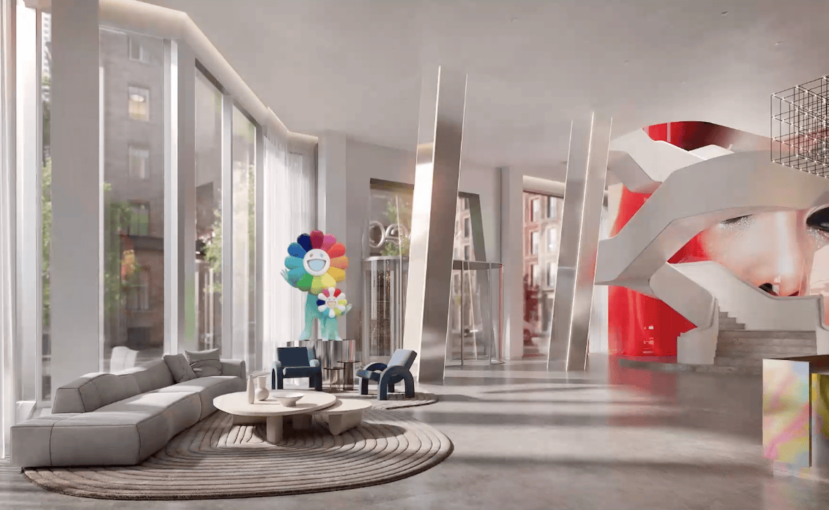 Freed Hotel and Residences lobby with art