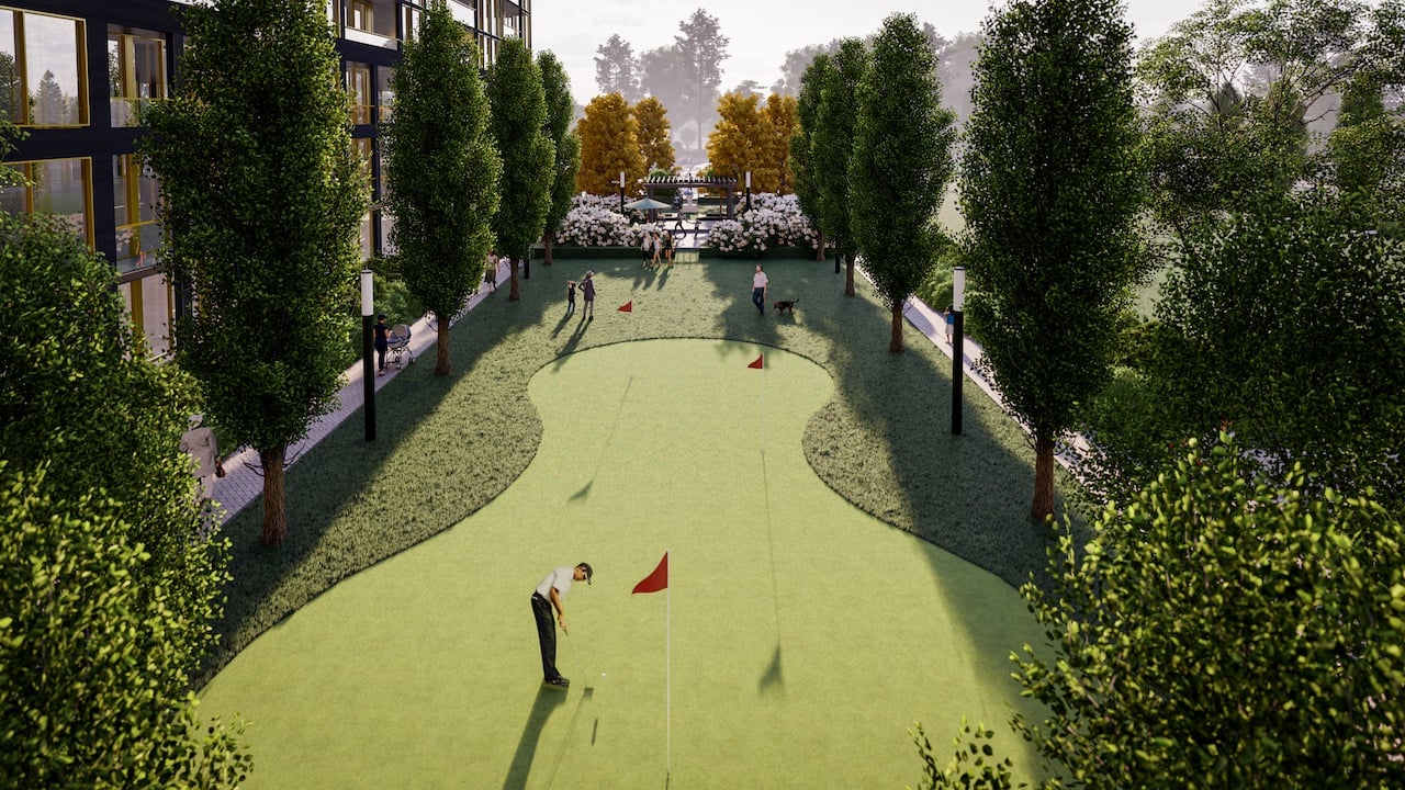 Rendering of Nuvo 2 Condos golf putting green