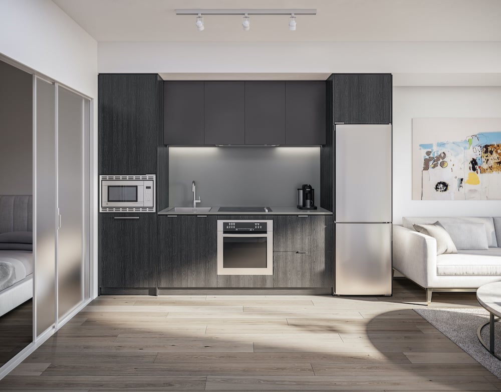Rendering of 1 Jarvis Condos suite kitchen ombre