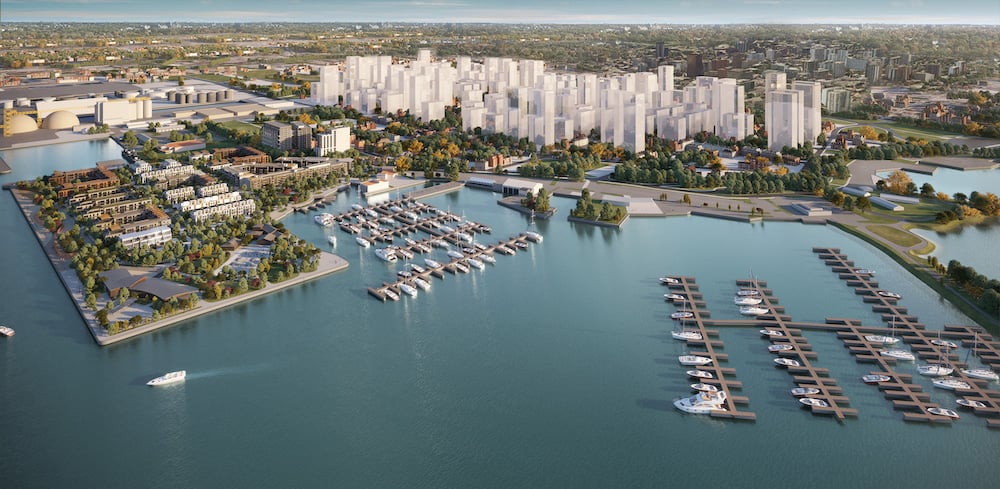Rendering of 1 Jarvis Condos waterfront redevelopment aerial