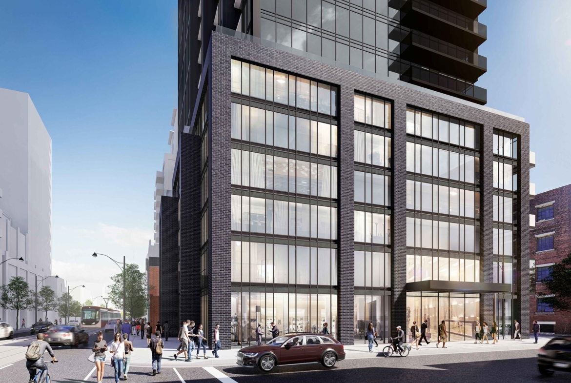 Rendering of 234 King Street East Condos exterior with street scape
