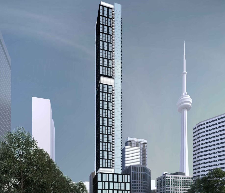 Exterior rendering of 277 Wellington Street West Condos in Toronto full view