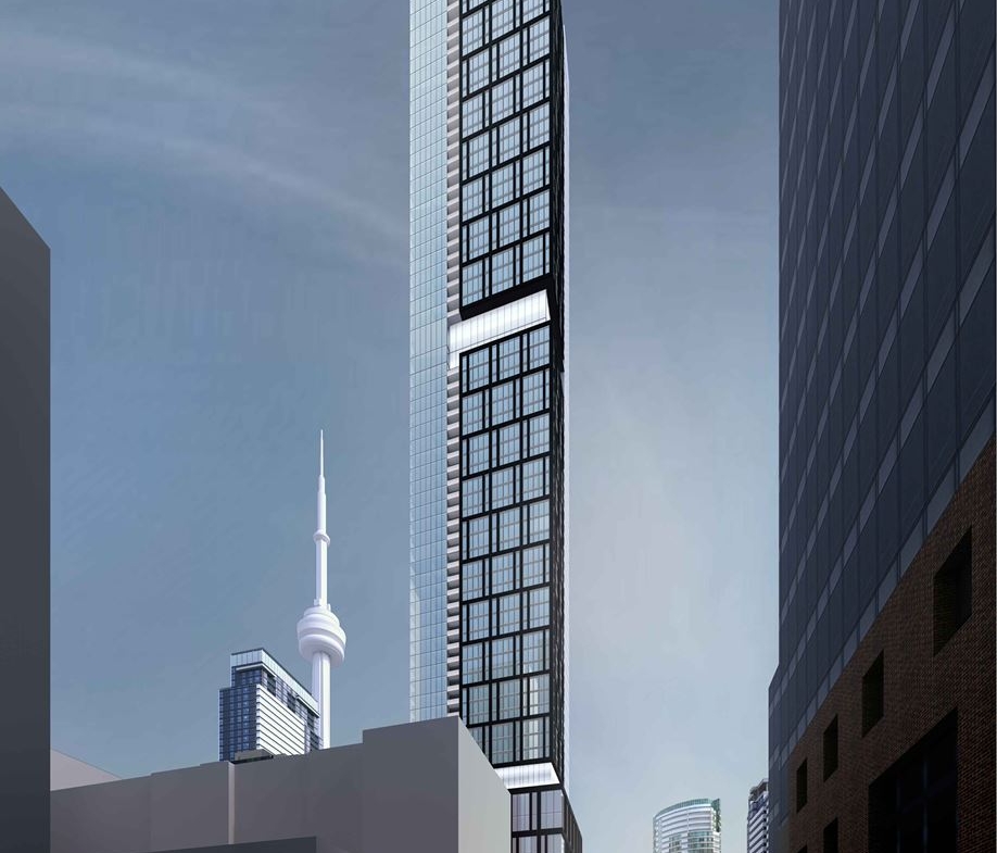 Exterior rendering of 277 Wellington Street West Condos in Toronto side view