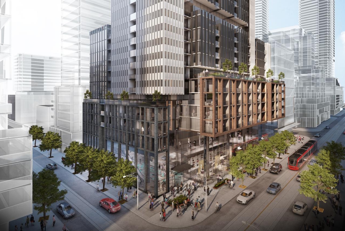 Rendering of 400 King West Condos exterior and streetscape in Toronto
