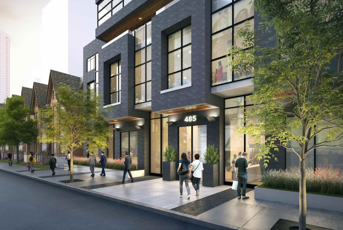 Rendering of 485 Wellington Street West Condos exterior with view of Toronto streetscape