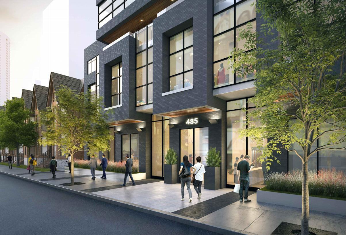 Rendering of 485 Wellington Street West Condos exterior with view of Toronto streetscape