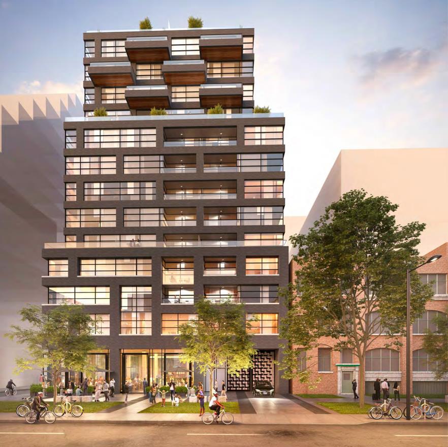 Rendering of 485 Wellington Street West Condos exterior full view at night