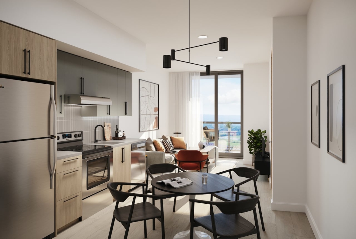 Rendering of Realm Condos suite kitchen