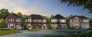 Exterior rendering of Caledon Trails semi's, detached and townhomes