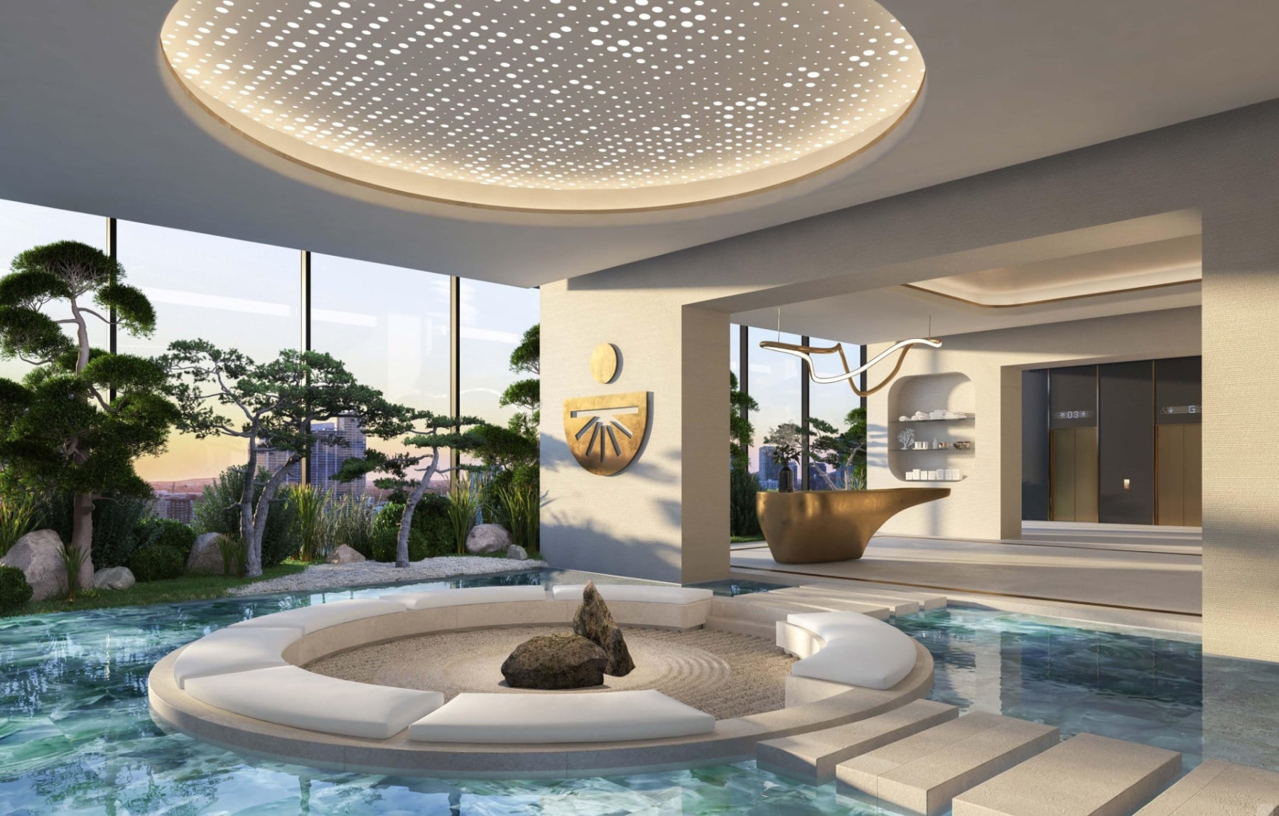 Rendering of E11even Hotel and Residences pool with spa