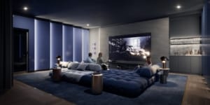 Rendering of Oscar Residences theatre lounge