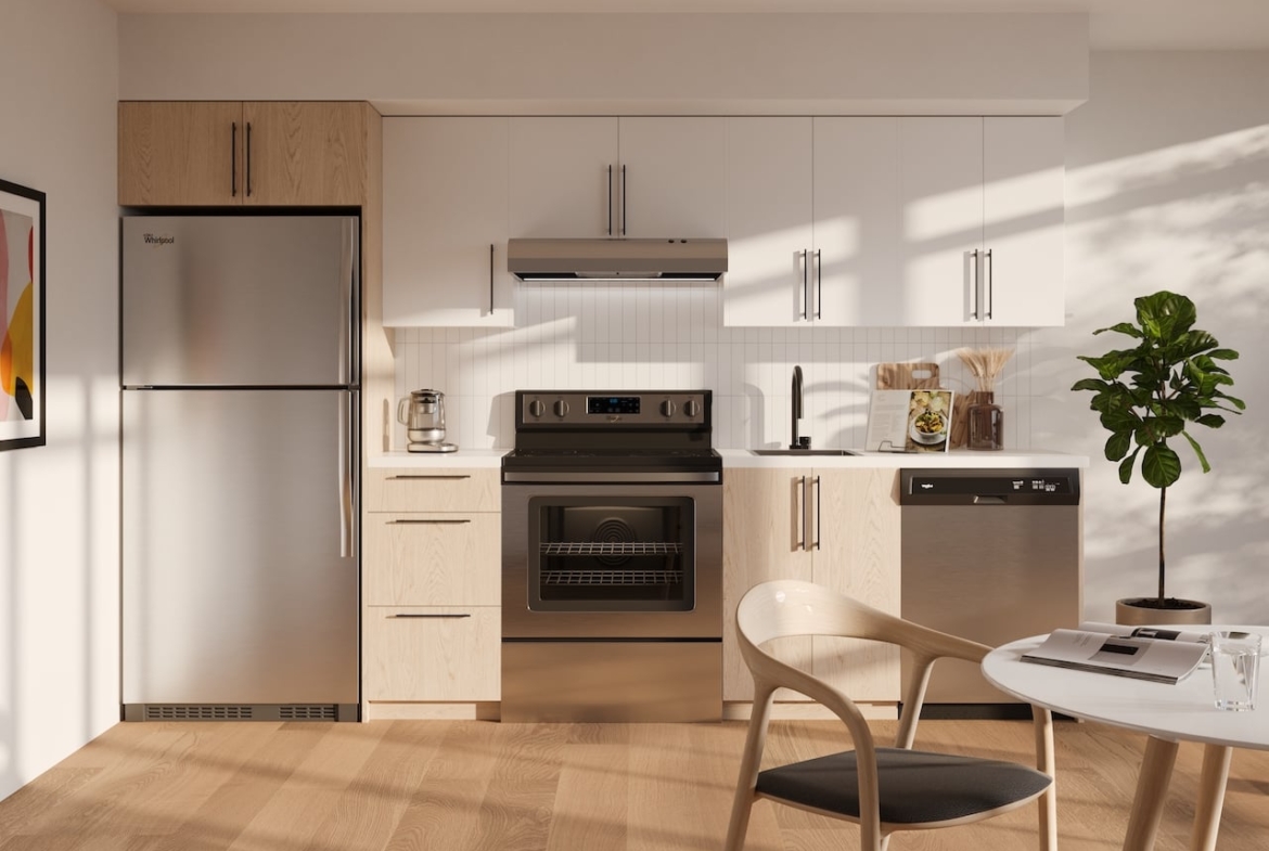 Rendering of Realm Condos suite kitchen light standard