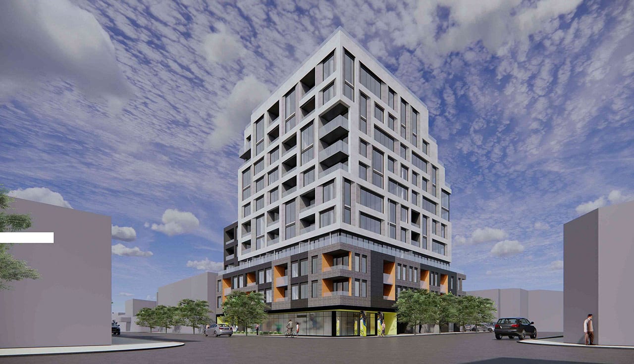 Rendering of 990 Bloor West Condos exterior with streetscape