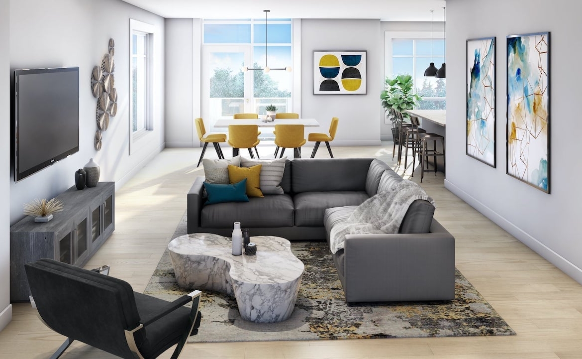 Rendering of The Crawford Urban Towns suite Thompson interior