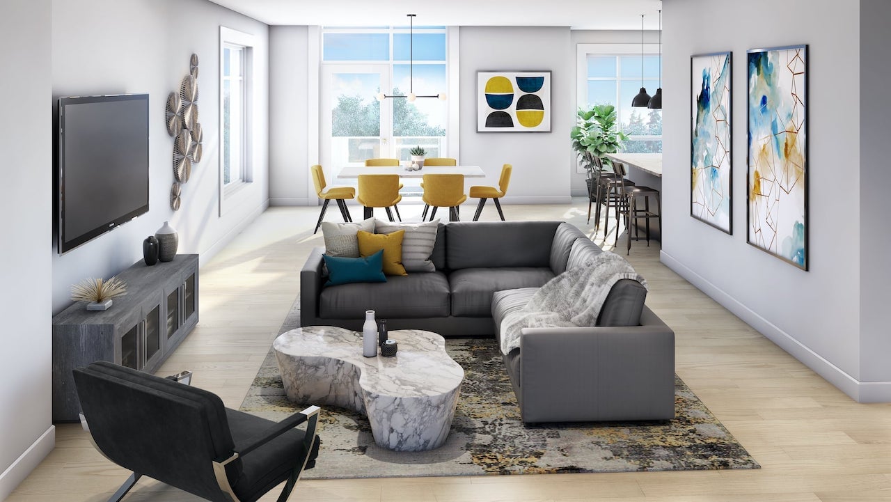 Rendering of The Crawford Urban Towns suite Thompson interior