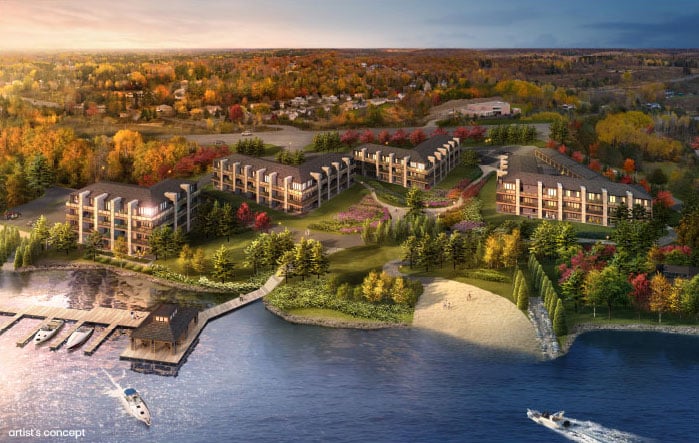Rendering of Crescent Bay Condos aerial view