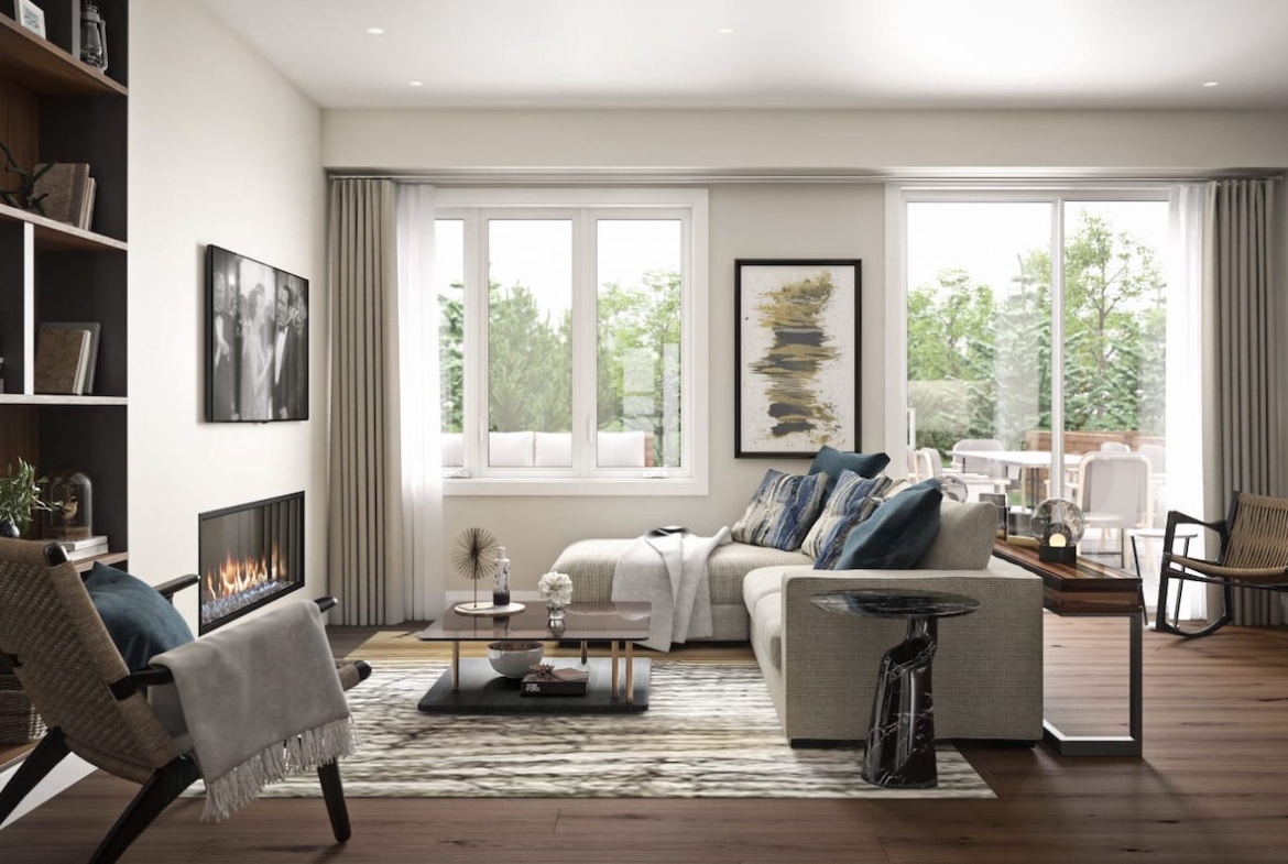 Rendering of West&Post towns interior living room