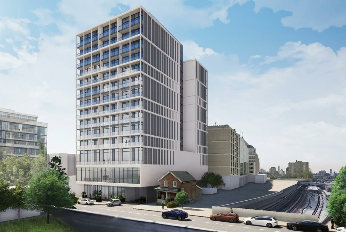 Rendering of 25 Imperial Condos exterior and streetscape