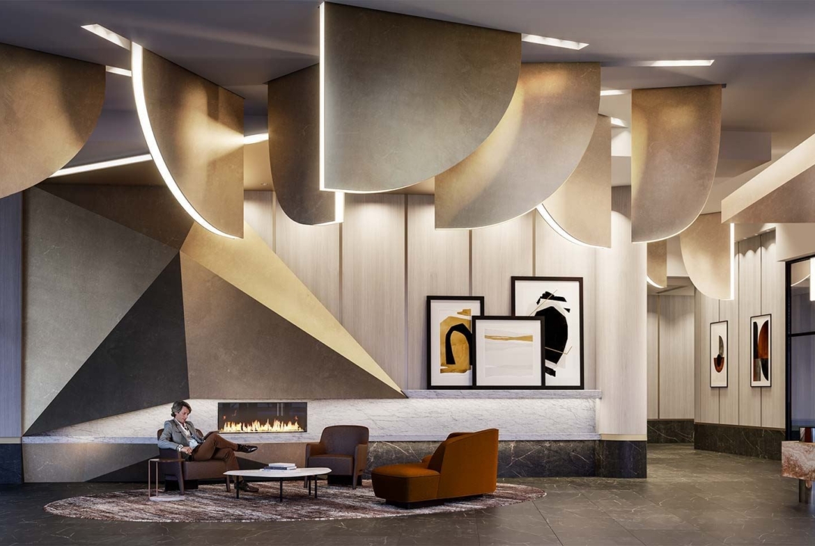 The Dupont Condos lobby with lounge