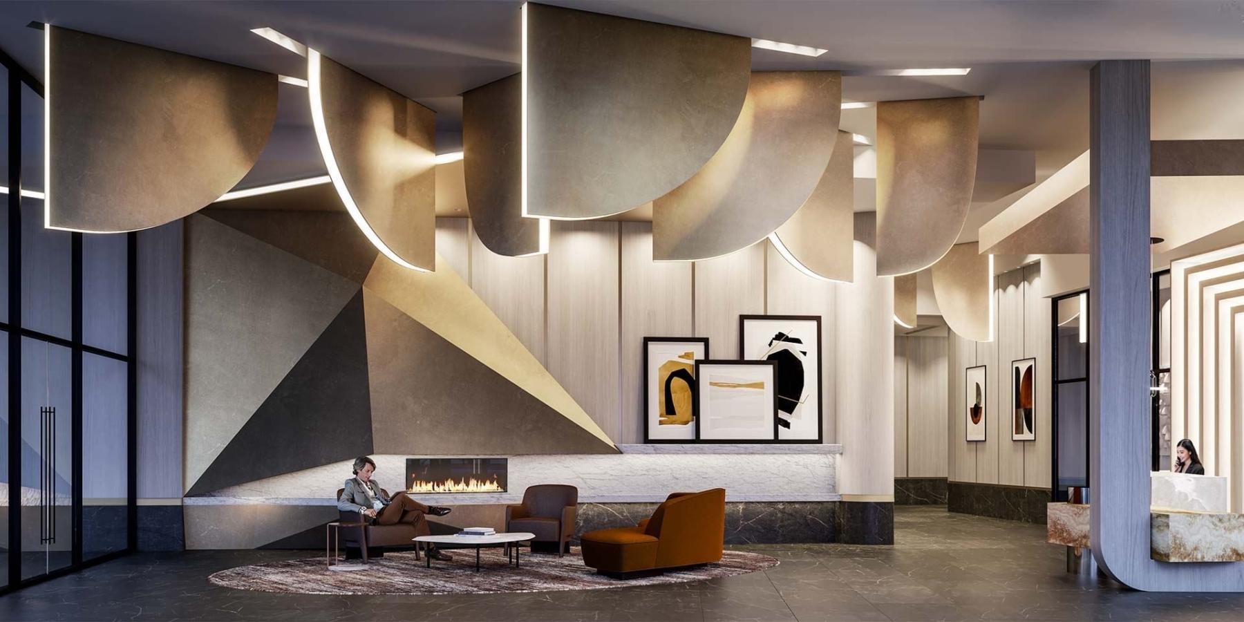 The Dupont Condos lobby with lounge