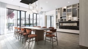 The Dupont Condos private dining with fireplace