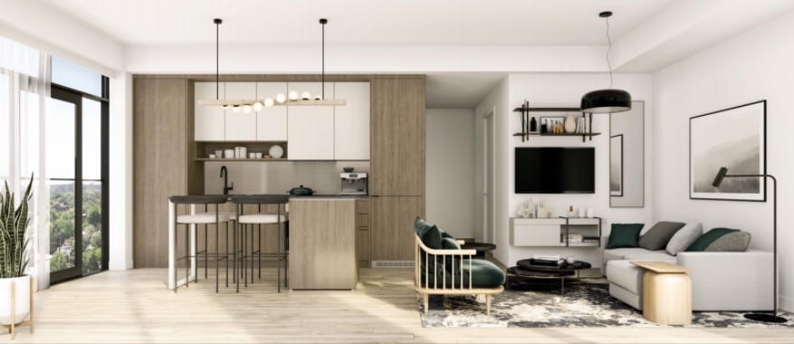 Rendering of House of Assembly Condos suite living room