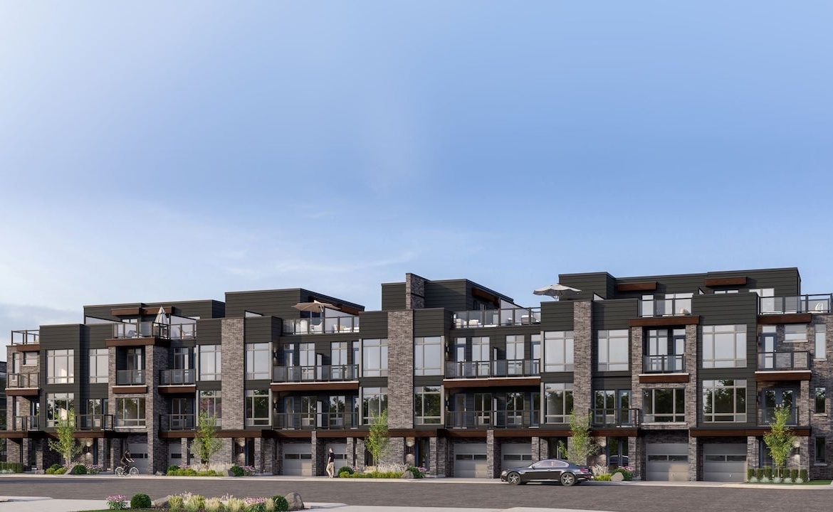 Rendering of Orillia Fresh Towns exterior townhomes