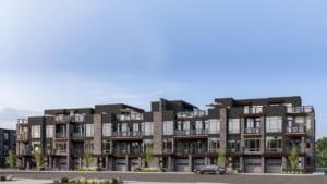 Rendering of Orillia Fresh Towns exterior townhomes