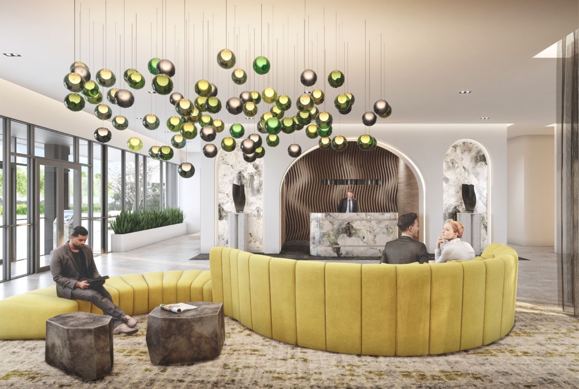 Rendering of Stella at Southside Condos lobby lounge