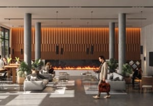 Lobby lounge rendering of Twin Regency Condos