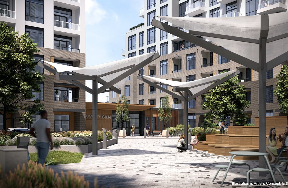 Rendering of Boulevard at the Thornhill community courtyard