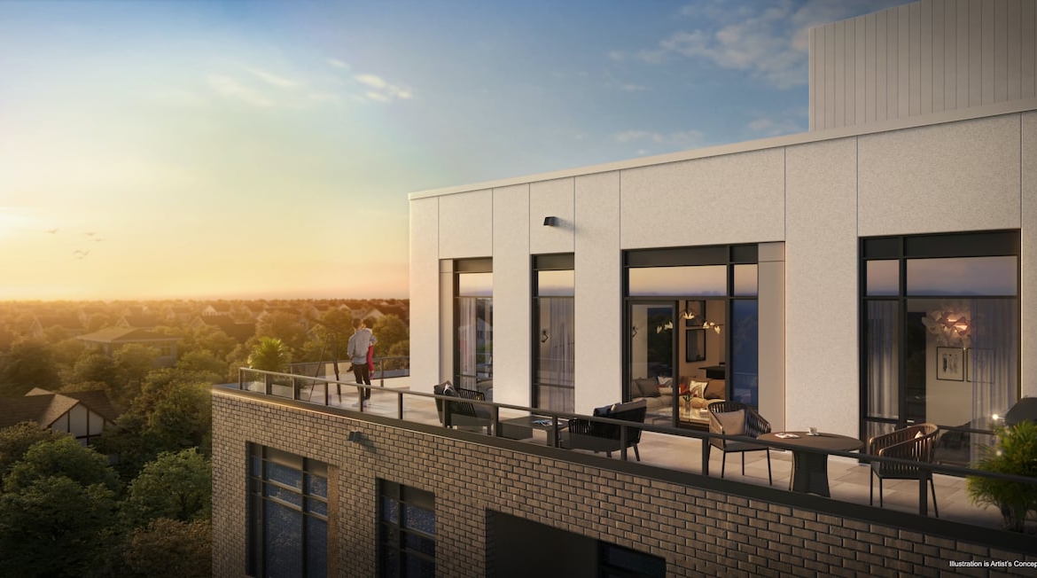 Rendering of Boulevard at the Thornhill suite terrace exterior