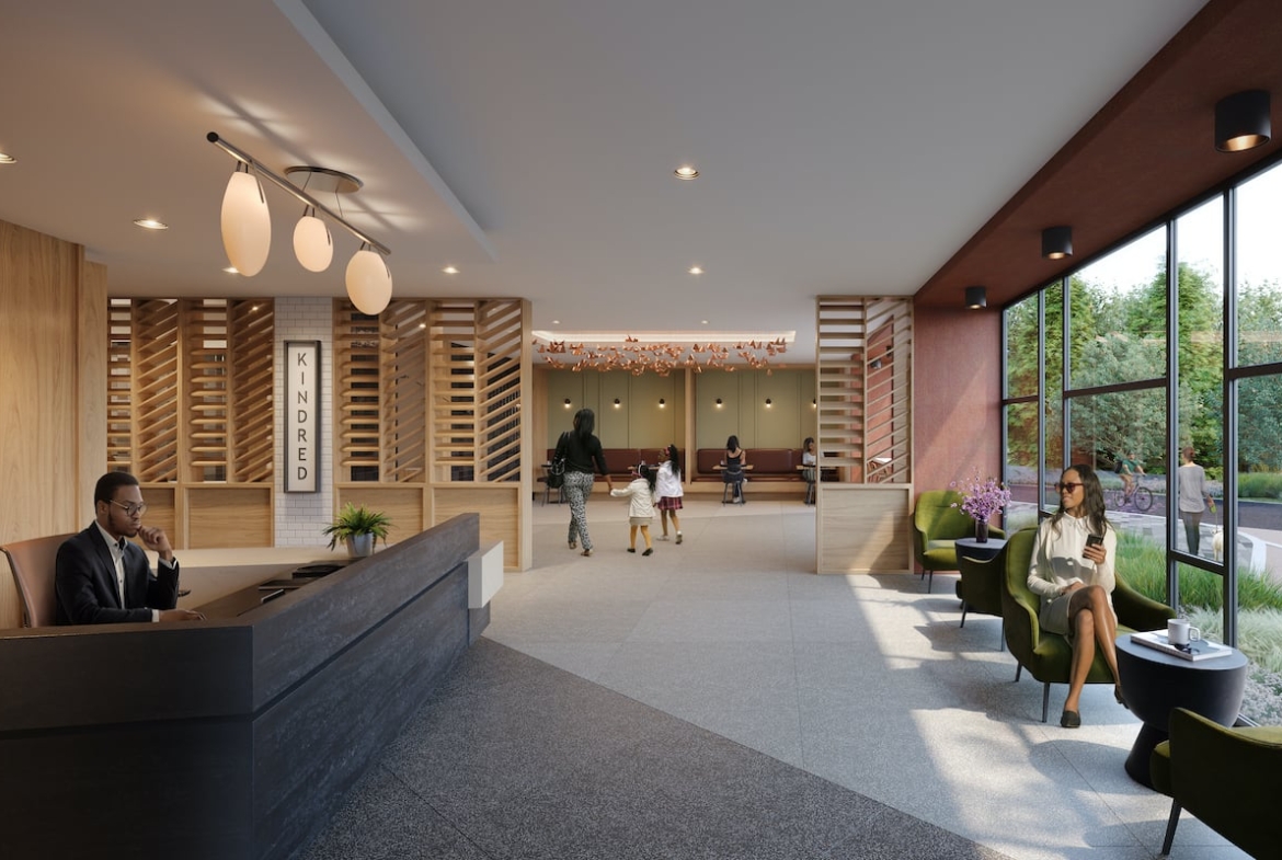 Rendering of Kindred Condos lobby