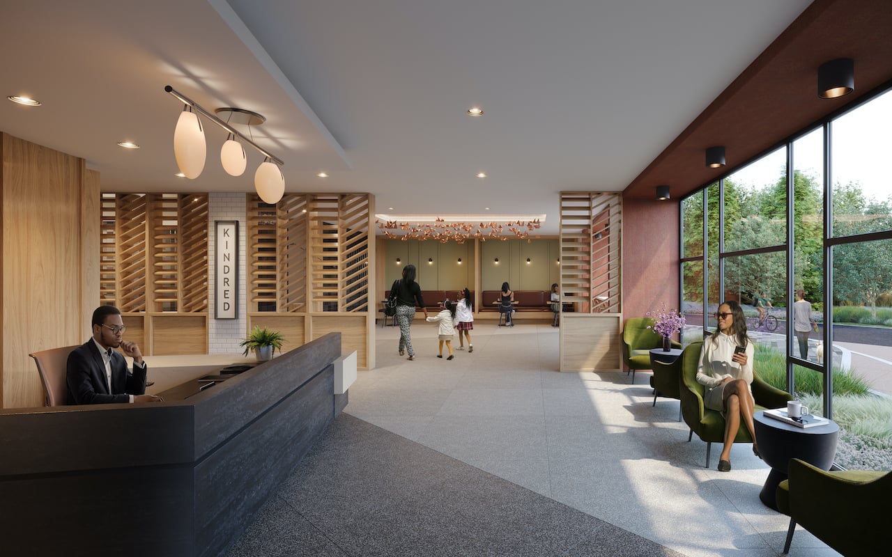 Rendering of Kindred Condos lobby