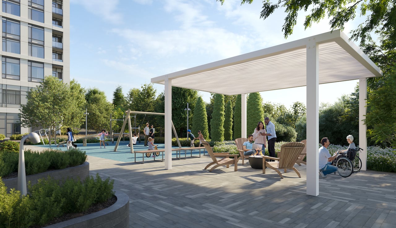 Rendering of Kindred Condos exterior patio