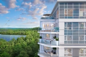 Rendering of LakeVu Two aerial balcony view