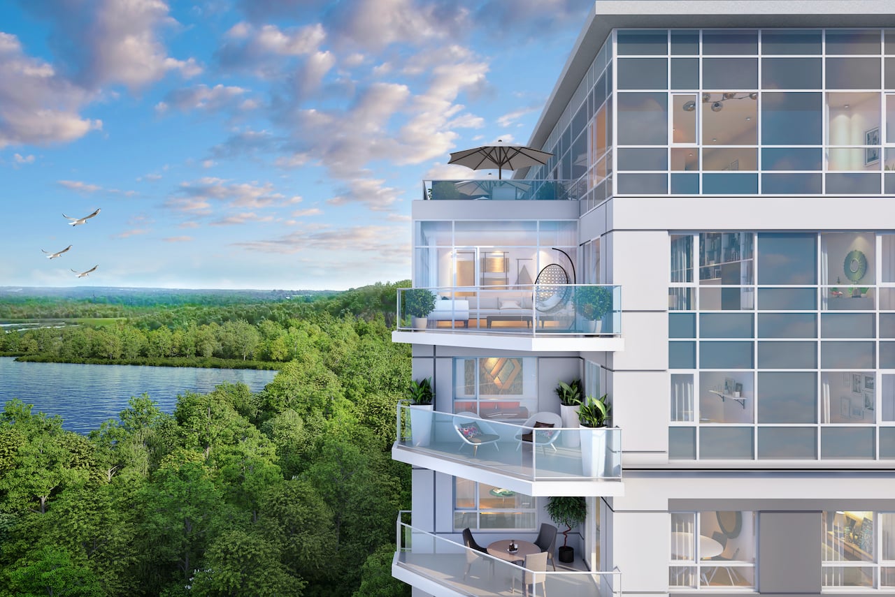 Rendering of LakeVu Two aerial balcony view