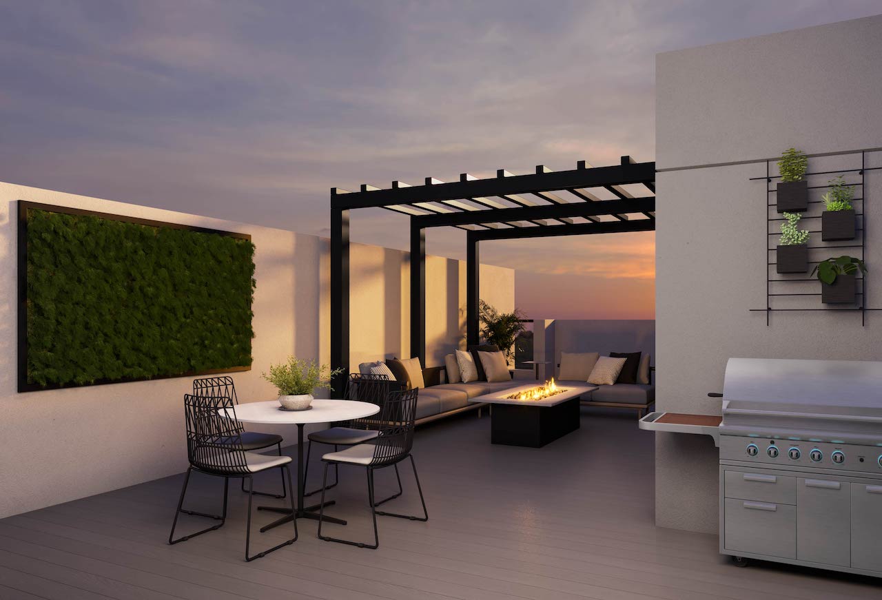Rendering of Mariner's Pier Condos terrace during the evening