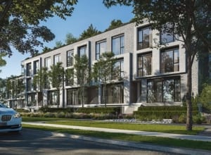 Exterior rendering of Residences on Keewatin Park Towns during the day