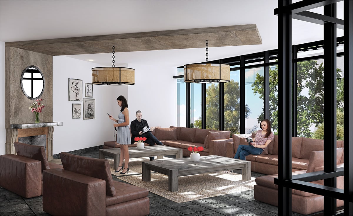 Rendering of SweetLife Condos and Towns lobby