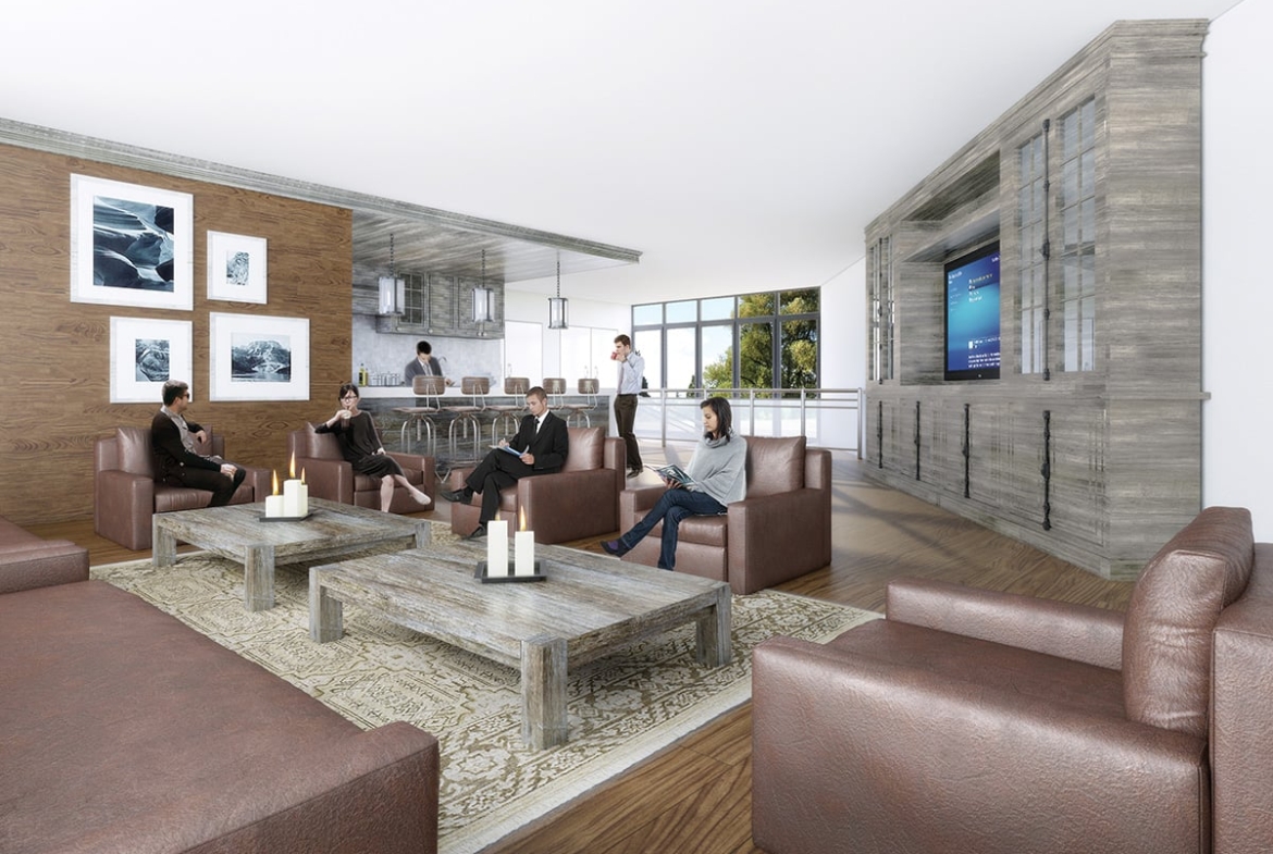 Rendering of SweetLife Condos and Towns party room