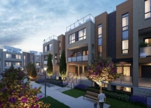Rendering of Glenway Urban Towns exterior in the evening