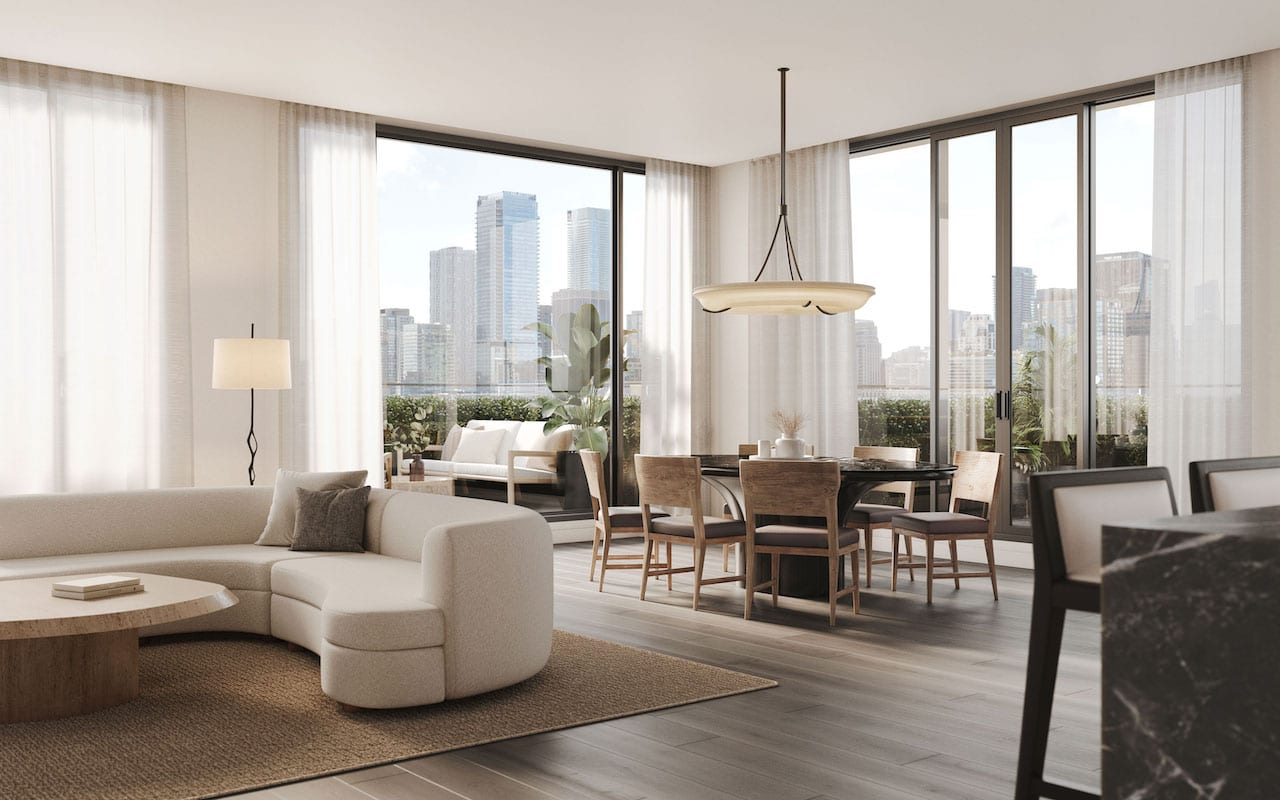 Rendering of The Bedford suite living and dining