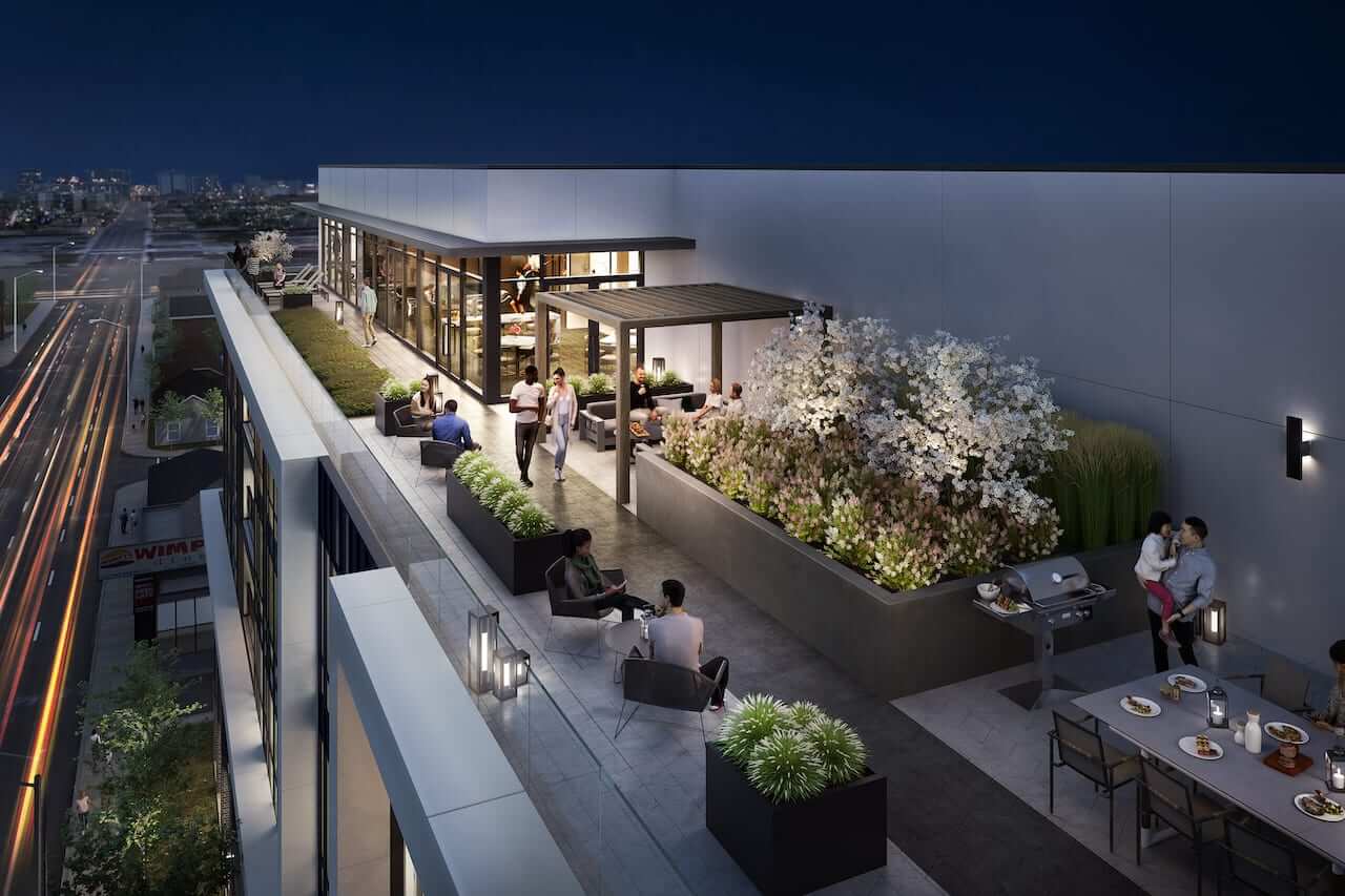 Rendering of Westgate exterior terrace at night