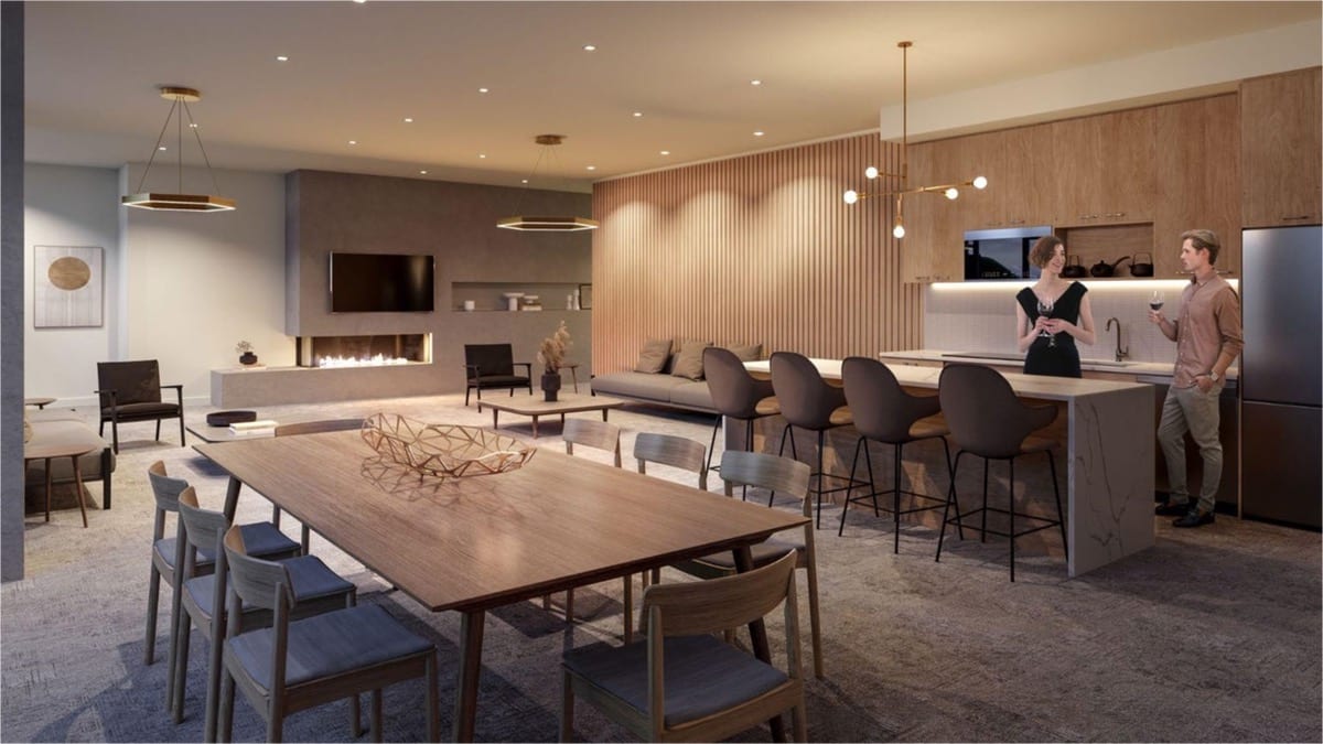 Rendering of The Narrative Condos party room event space